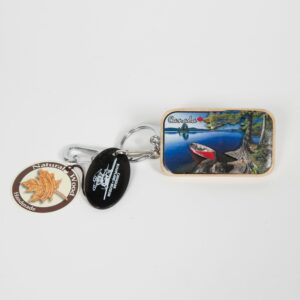 Wooden Red Canoe Keychain