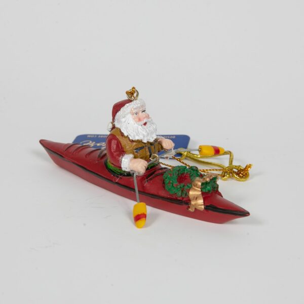 Santa Red Canoe Ornament